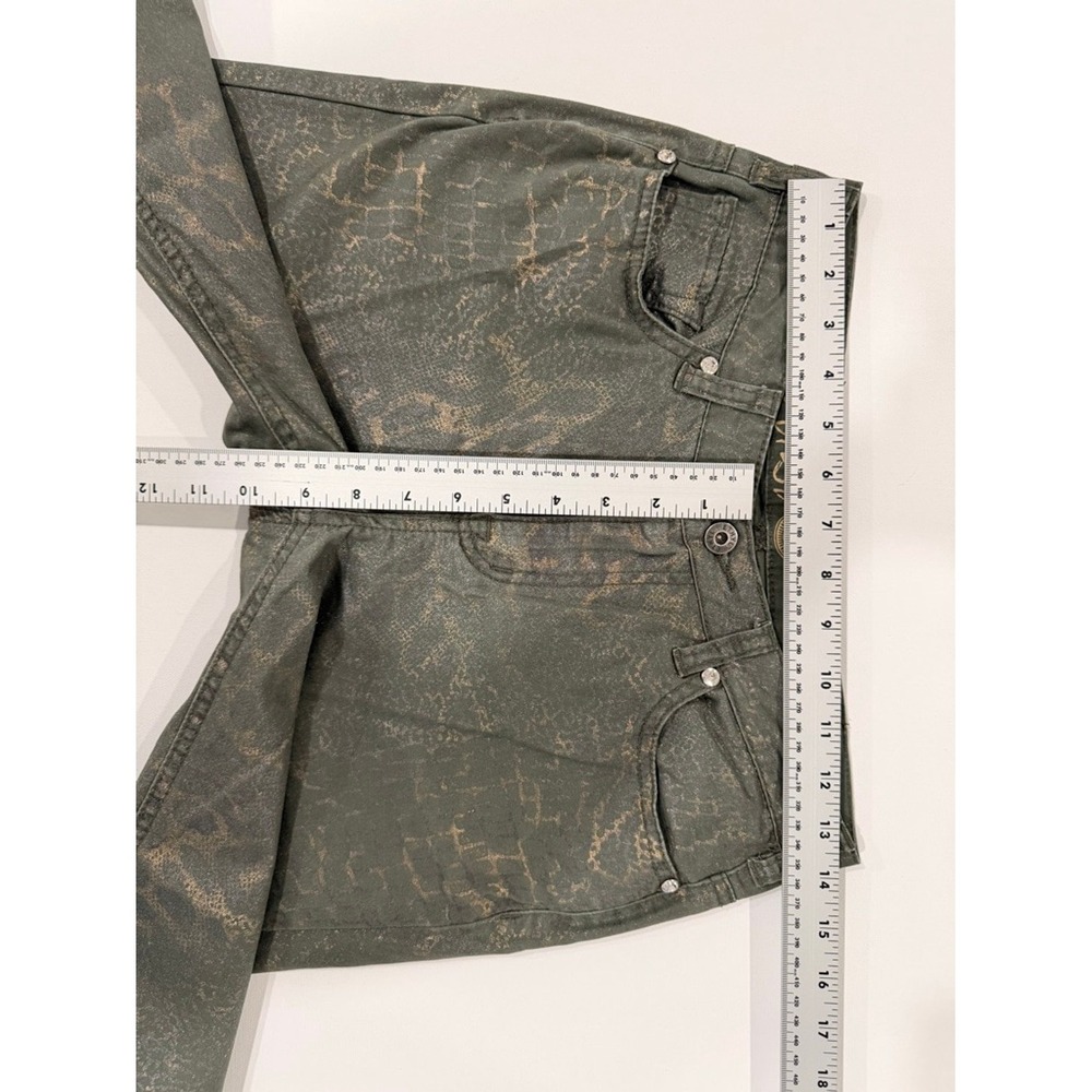 Ethly Jeans Women's Size 2 Olive‎ Green Gold Embellished Pockets Straight Leg - Picture 11 of 12
